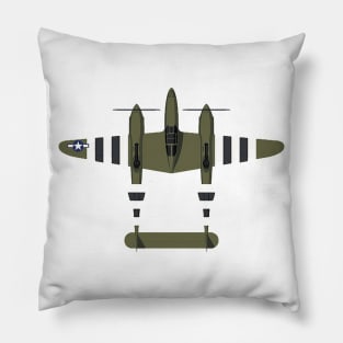 Olive Green P38 Lightning 2D plane Pillow