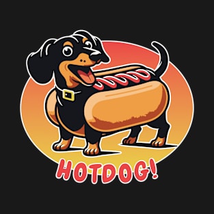 Wiener Dog Hotdog | Long Dachshund Black & Tan Dog in Bun Suit | Sausage Dog T-Shirt