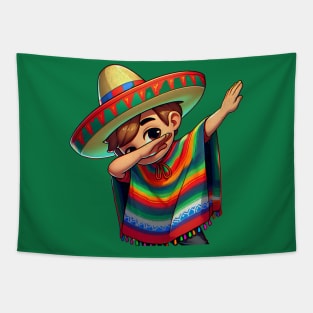 Mexican Boy Dabbing Poncho Cinco de Mayo Tapestry