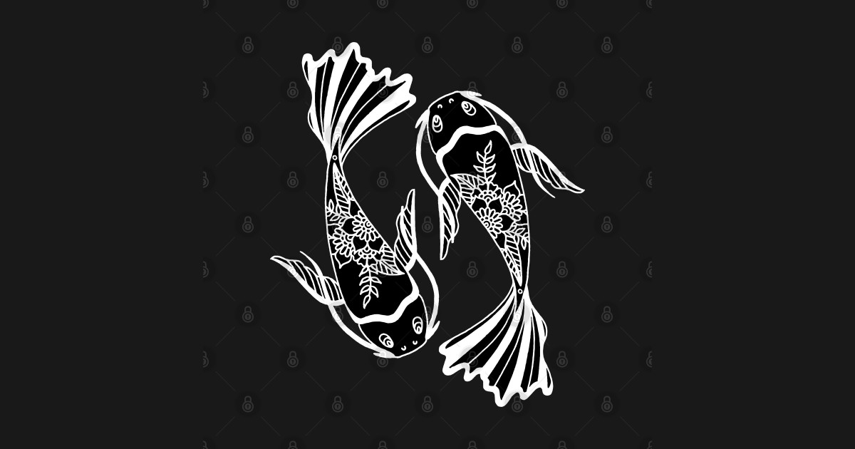 Koi Fish Black and White Palette Koi Fish Posters and Art Prints