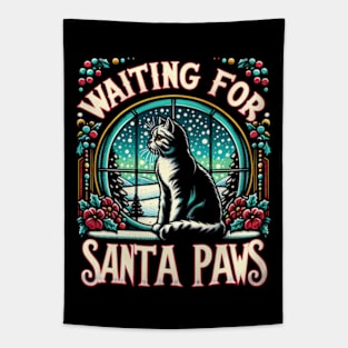 Waiting for Santa Paws - Christmas Kitty Tapestry