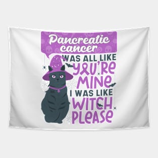 Funny Pancreatic Cancer Mine Witch Please Halloween Dark Cat Tapestry