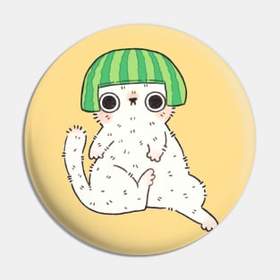 Shy Watermelon Cat - White ver. Pin