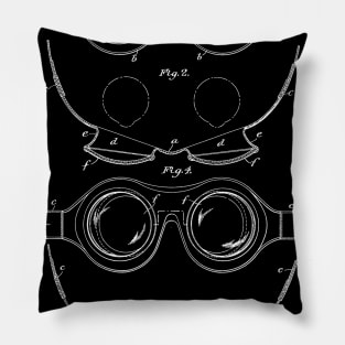 Goggles Vintage Patent Hand Drawing Pillow