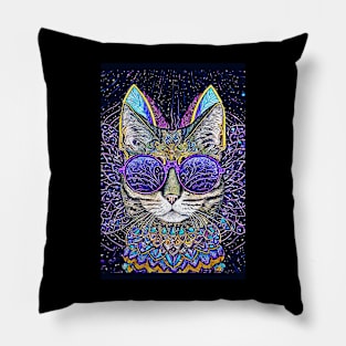 Cosmos Cat Wearing Sunglasses- Velocity! Pillow