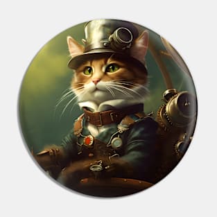 Stylish Steampunk Cat Pin