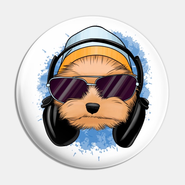 Cute yorkie with headphones Pin by Kuchinska design