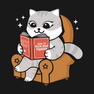 Cat Reading a Book - How To Train Your Human T-Shirt