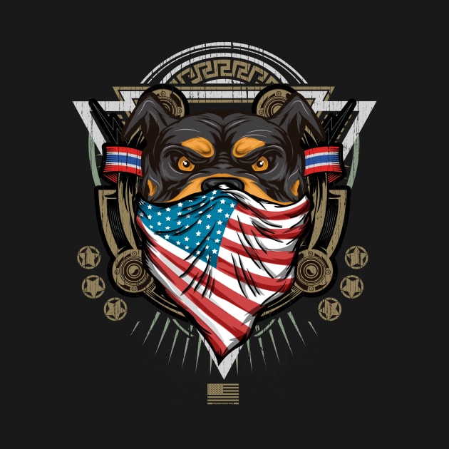 Dog American Proud Bandana power beast by JOISDRAW ART