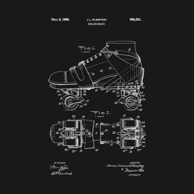 PATENT DRAWING / 1908 - Roller Skate 1 - white by Daniel Coulmann