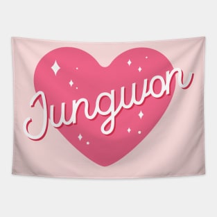 Enhypen Jungwon name text sparkling heart engene | Morcaworks Tapestry