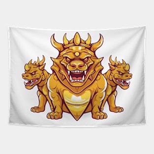 three golden dogs cerberus with queues Tapestry