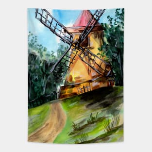 Old Windmill on the Hill Tapestry