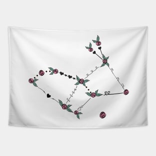 Lepus (Hare) Constellation Roses and Hearts Doodle Tapestry