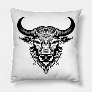 Black and white Taurus Bull Pillow