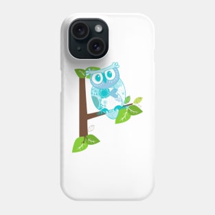 Blue owl in tree Phone Case