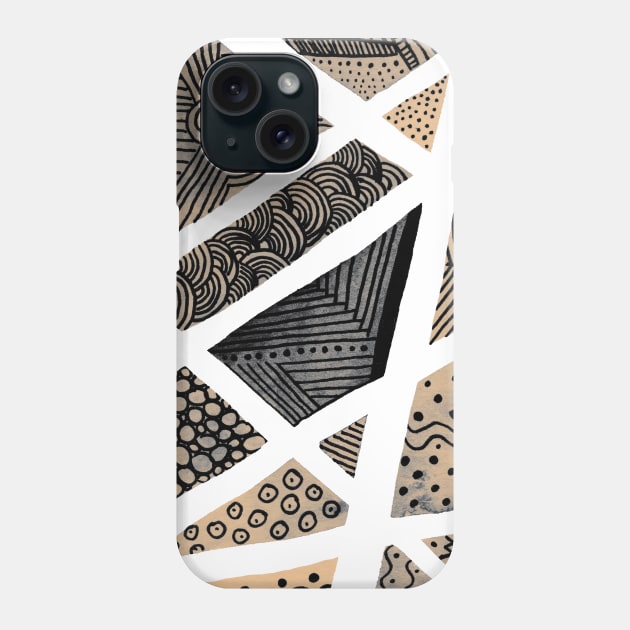 Geometric doodles - beige and grey Phone Case by wackapacka