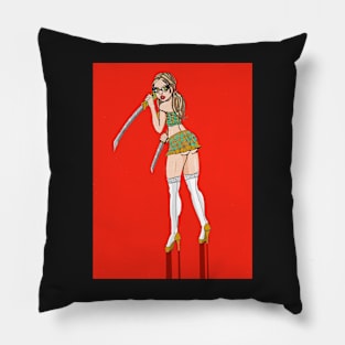 Sexy Schoolgirl With Swords Pillow