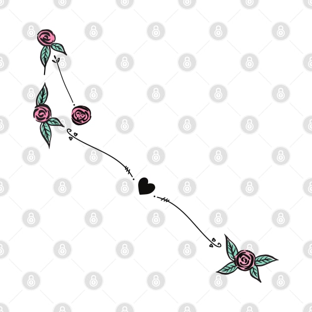 Apus (Bird of Paradise) Constellation Roses and Hearts Doodle by EndlessDoodles