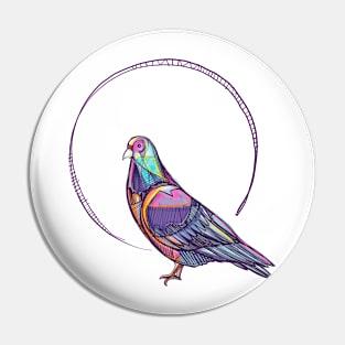 Pigeon ink digital vector illustration Pin
