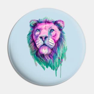Psychedelic Watercolor Lion Pin