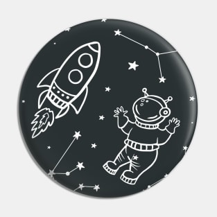 Space. Astronaut, rocket, constellations. space vector illustration-01 Pin