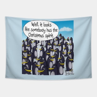 Christmas Spirit Penguin Tapestry