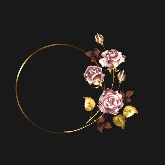 Round frame with pink gold roses by Blackmoon9