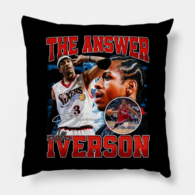 Allen Iverson The Answer Basketball Signature Vintage Retro 80s 90s Bootleg Rap Style Pillow by CarDE