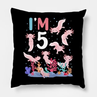 Axolotl Fish 5th Birthday I'm 5 Years Old lets party Axolotl Pillow