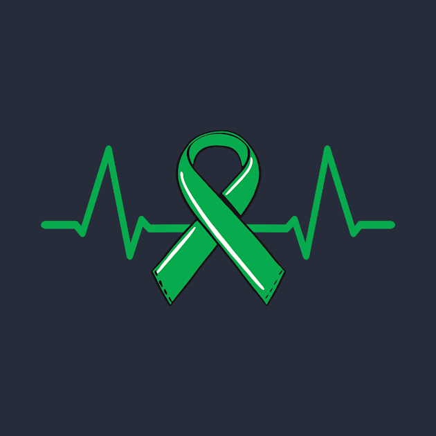 Kidney Donor Heartbeat Tee Organ Green Ribbon Awareness by 14thFloorApparel