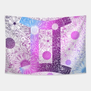 Gemini Zodiac Astrology Floral Star Sign Tapestry