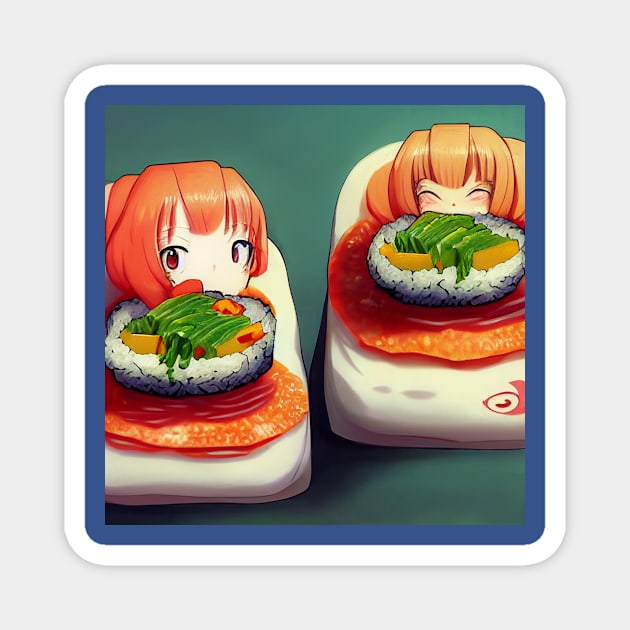 Kawaii Anime Sushi Magnet by Grassroots Green