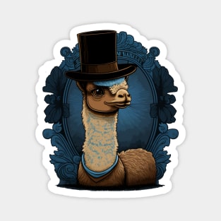 Alpaca Wearing Top Hat Magnet