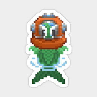 Pixel Art Fish Diver Clear Magnet