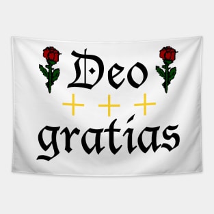 Deo Gratias w/ 8-Bit Roses Tapestry