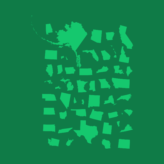 United Shapes of America in Green by All Mapped Out