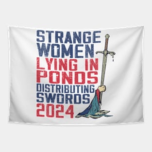 Strange Women Lying In Ponds Distributing Swords Tapestry