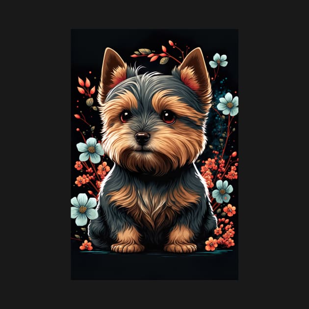 Super Cute Yorkshire Terrier Puppy Portrait by KoolArtDistrict