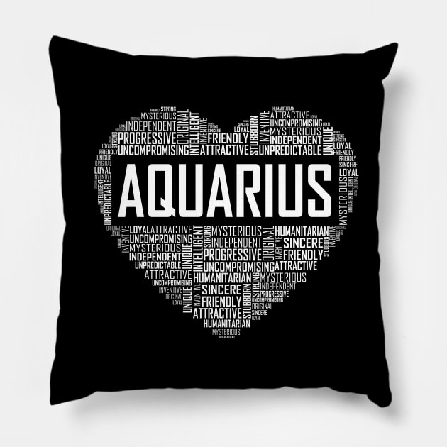 Aquarius Zodiac Heart Pillow by LetsBeginDesigns