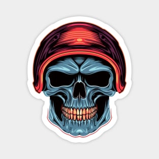 Blue Skull with Red Helmet Magnet