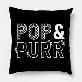 Pop & Purr Logo (White) Pillow