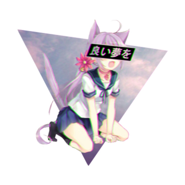 Neko Girl Sad Japanese Anime Aesthetic Aesthetic T Shirt