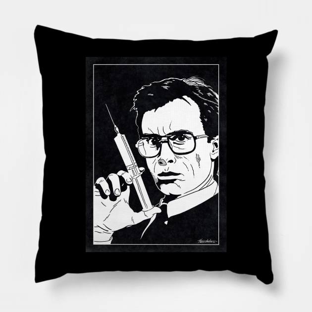 RE-ANIMATOR (Black and White) Pillow by Famous Weirdos