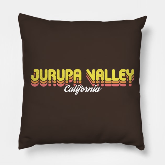 Retro Jurupa Valley California Pillow by rojakdesigns