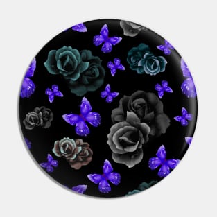 Dark Roses and Purple Butterflies w/ a black background Pin