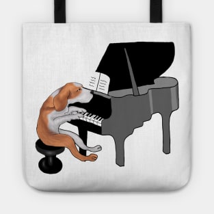 Dog Playing Piano Tote