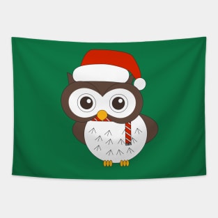 Christmas Curious Mr. Owl Digital Art | Christmas Special | illusima Tapestry