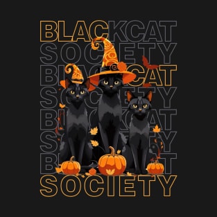 Black cat society Halloween cat lover T-Shirt