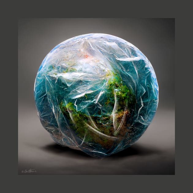 Earth Wrapped in a Plastic Bag by benheineart